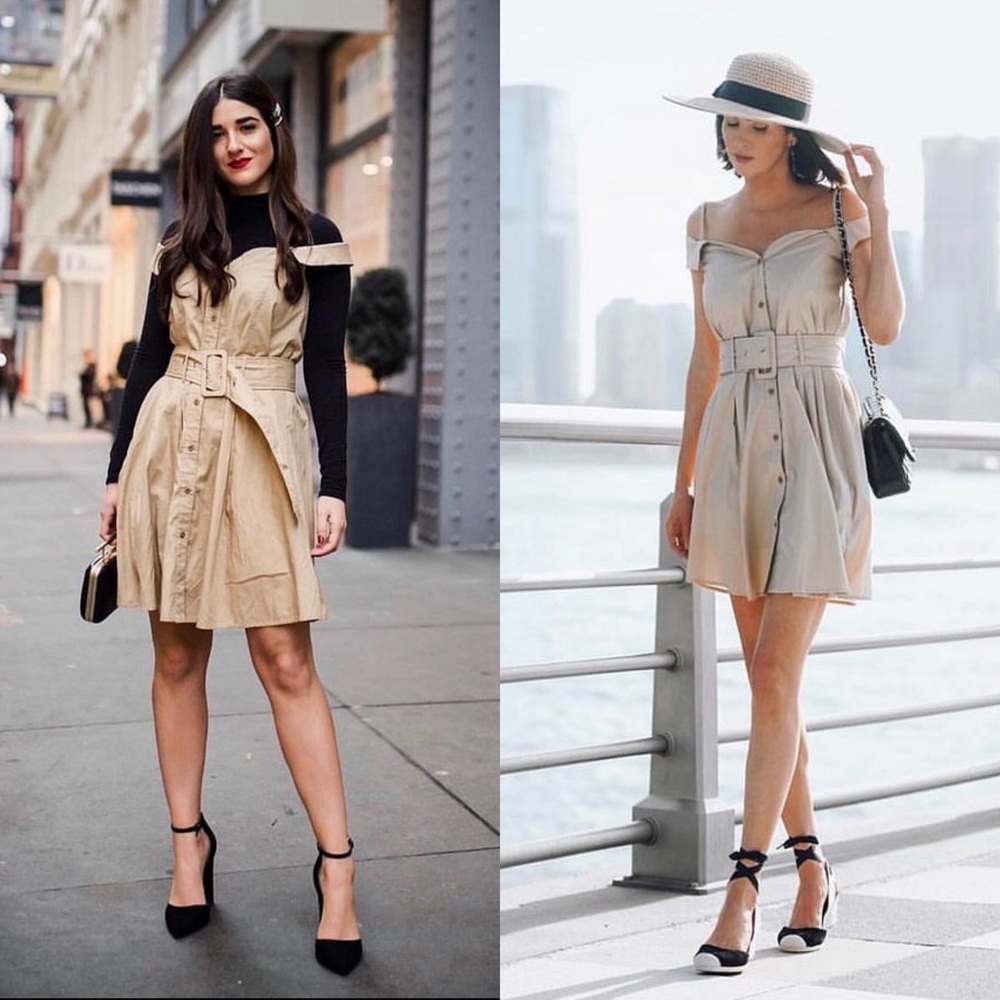Walter Baker Simpson Button Down Belted A-line Khaki Dress 4